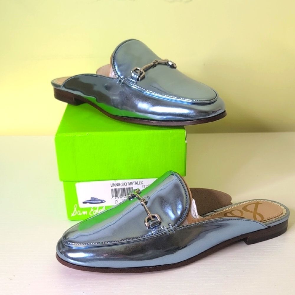 Sam Edelman Size 6 Linnie Mule In Metallic Sky, NEW